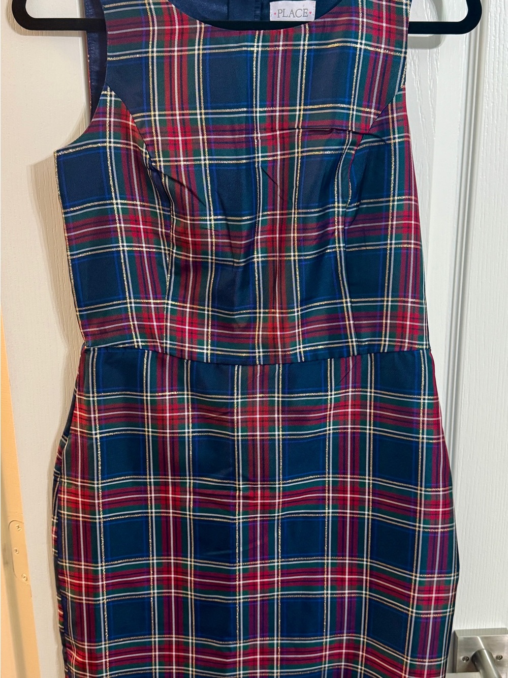 The Children's Place Navy & Red Plaid Sleeveless Midi Dress - Picture 3 of 4